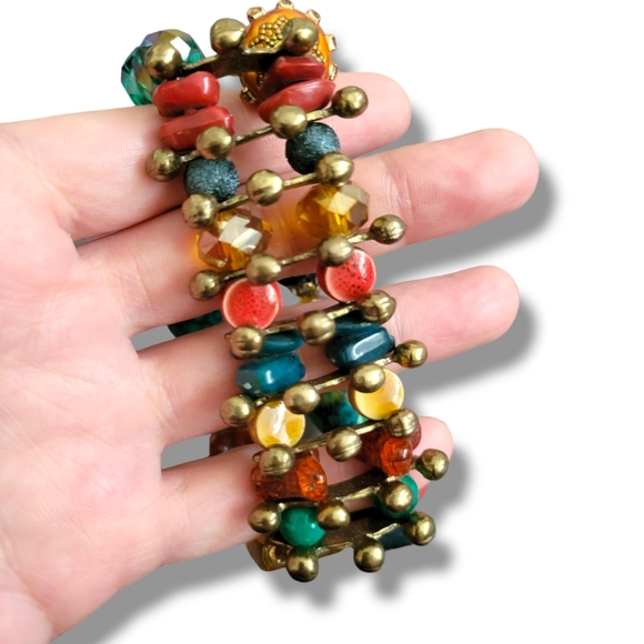 Gorgeous Colorful Multimedia Crystal Beaded Boho Bracelet (OS) - Picture 7 of 9